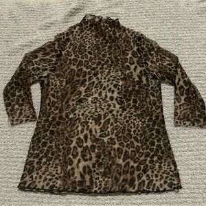 Libian Leopard Print Sheer Top